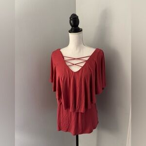 Cable & Gauge burnt orange flowy Top S